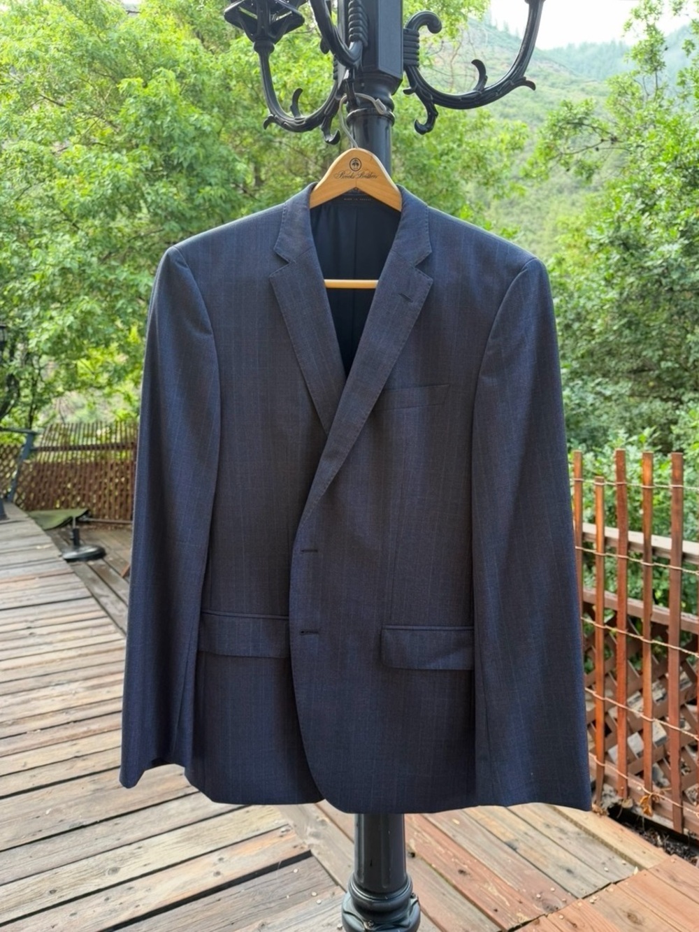 Hugo Boss Sport Coat Blazer 42R Navy w/ Subtle Plaid 100% Virgin Wool Marzotto